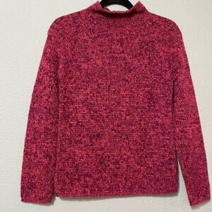 Womens Pink Mock Neck Handmade Long Sleeve Knit Pullover Sweater Size XS